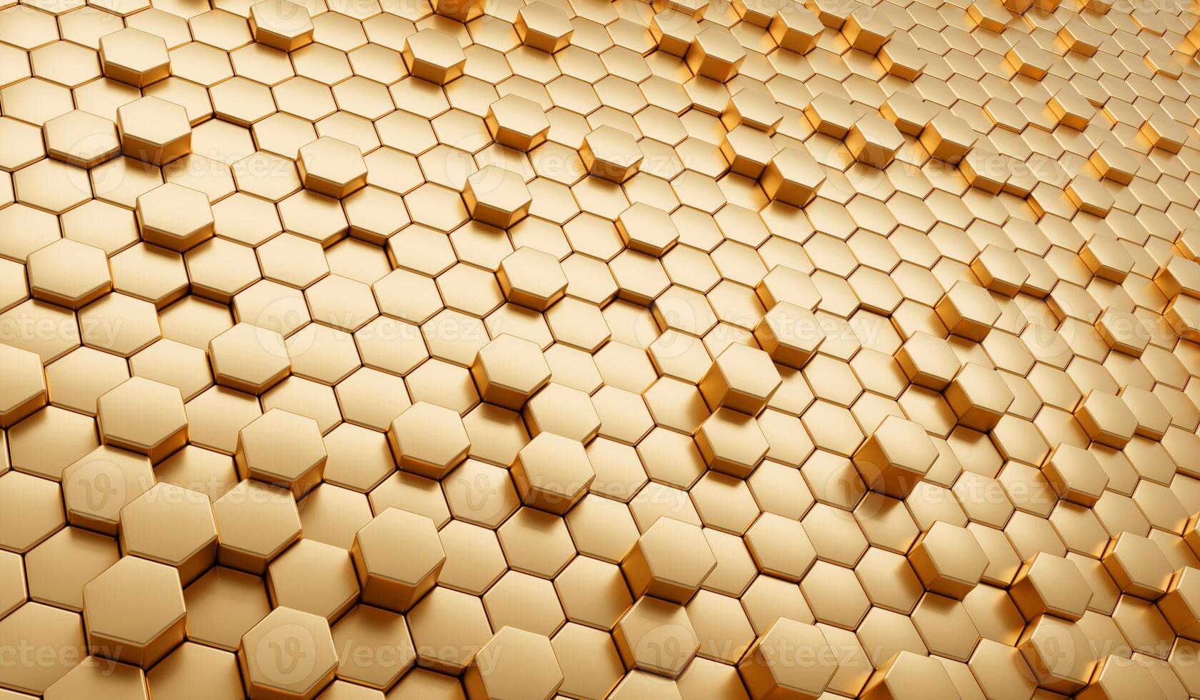 Abstract Golden hexagon background 3d rendering photo