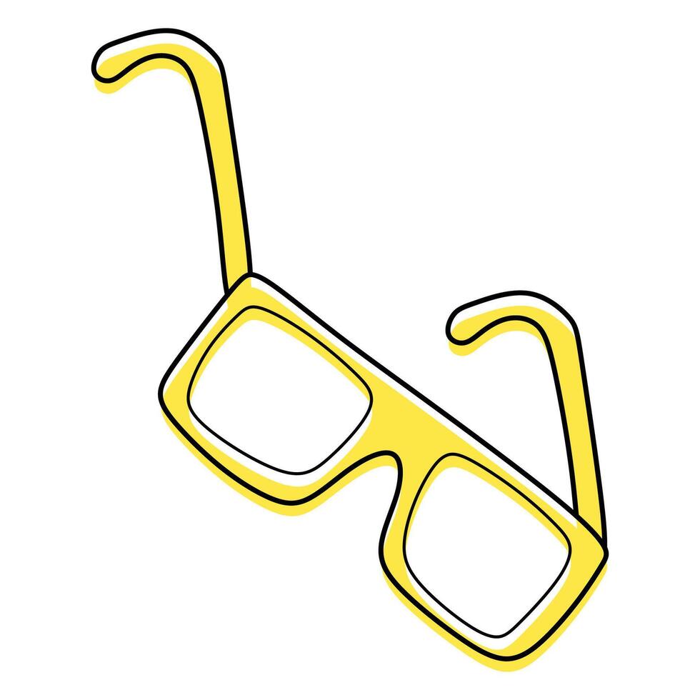 sencillo mano dibujado Gafas de sol. uno objeto aislado en blanco antecedentes. línea Arte dibujo. garabatear verano lentes. personal accesorio ilustración, diseño arte, gráfico elemento para tarjeta, pegatina. vector