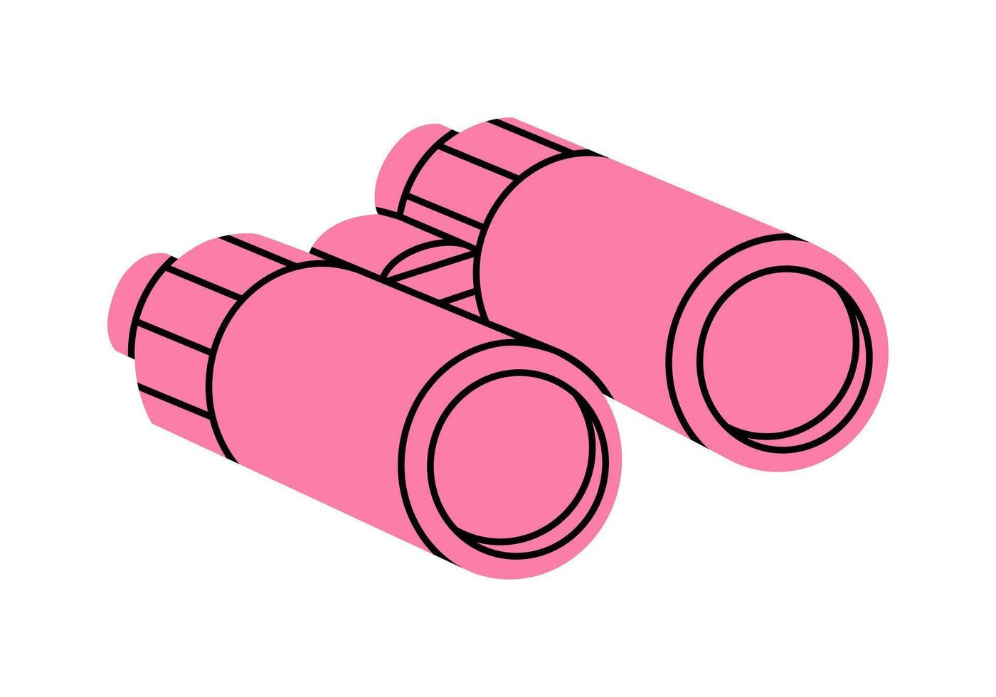 Hand drawn cute cartoon illustration camping binoculars. Flat outdoor searching optical instrument sticker in doodle style. Tourism discover or explore utensil icon. Adventure, hiking. Isolated vector