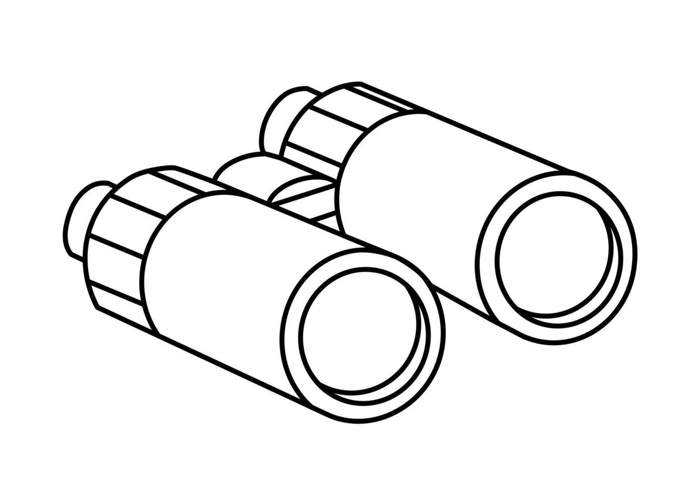 Hand drawn cute outline illustration camping binoculars. Flat searching optical instrument sticker line art doodle style. Tourism discover or explore utensil icon. Adventure, hiking. Isolated. vector