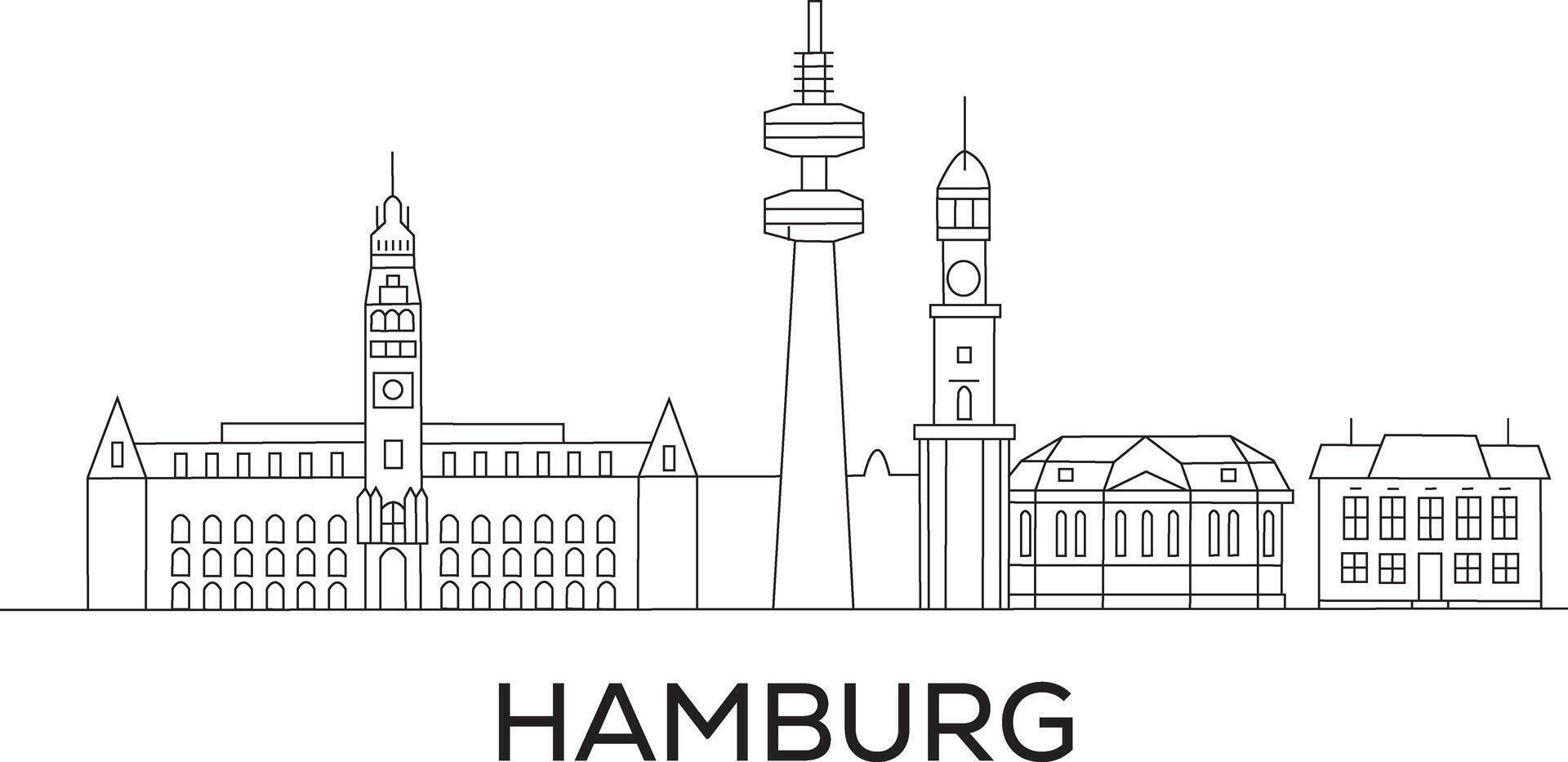 hamburgo ciudad línea dibujar vector