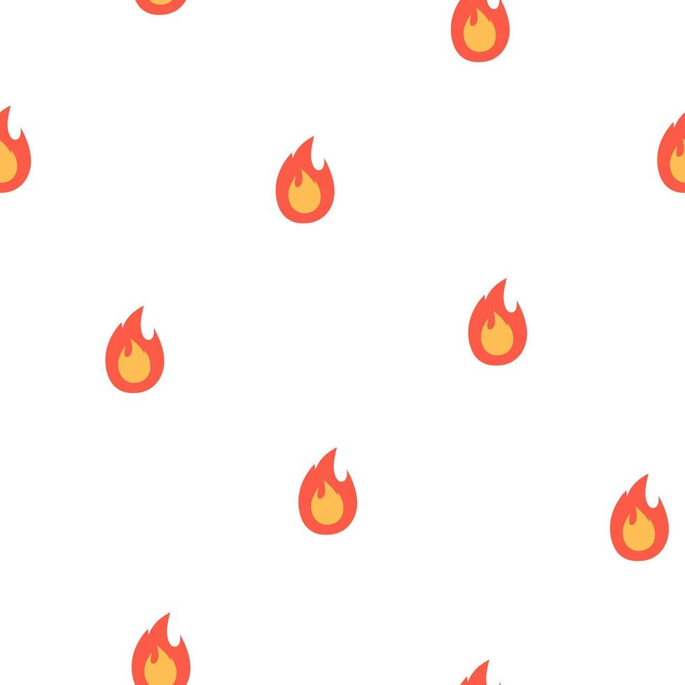 Hand drawn cute cartoon seamless pattern with fire. Flat inferno print in doodle style. New idea or startup. Danger caution. Adventure, hiking background, wrapping or wallpaper. vector