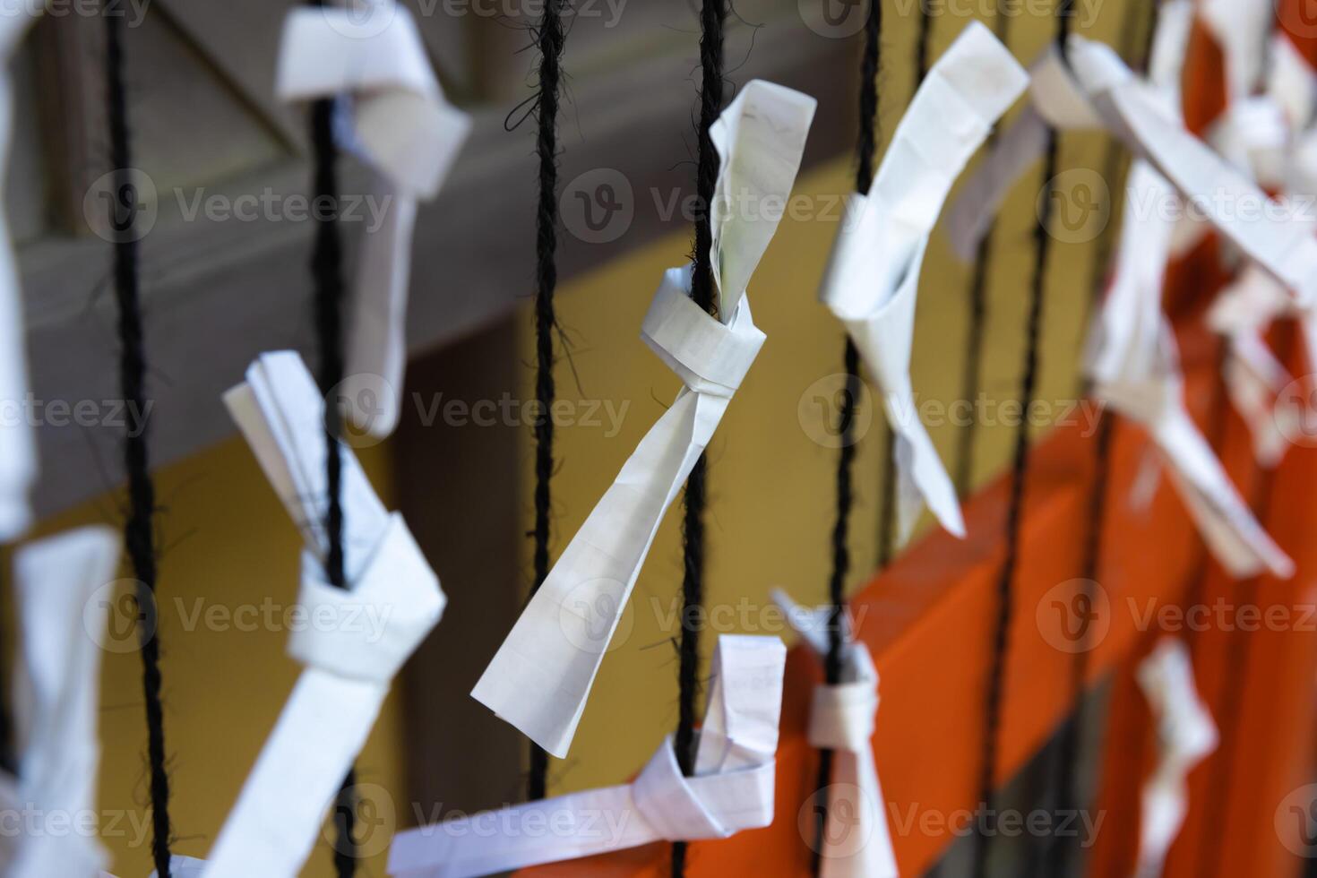 A fortune paper OMIKUJI at Japanese Shrine photo