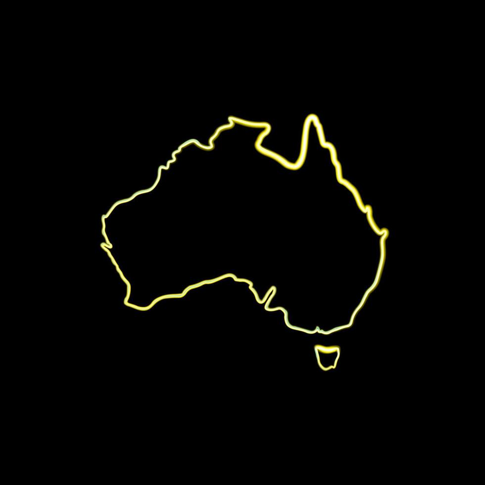 illustration of Australia outlines with neon effect. vector
