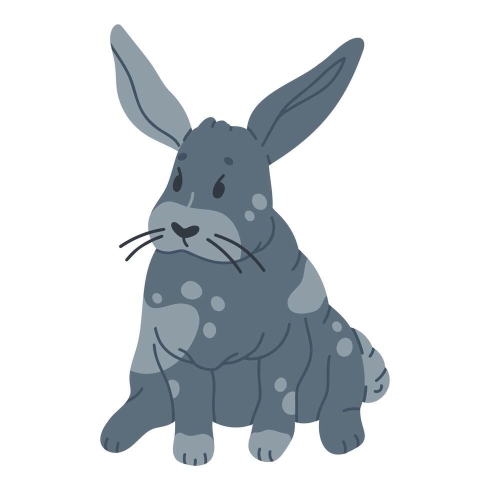 Cute Easter bunny. Hand drawn rabbit, fluffy bunny character, little Easter hare mascot flat illustration. Cute spring Easter holiday rabbit vector