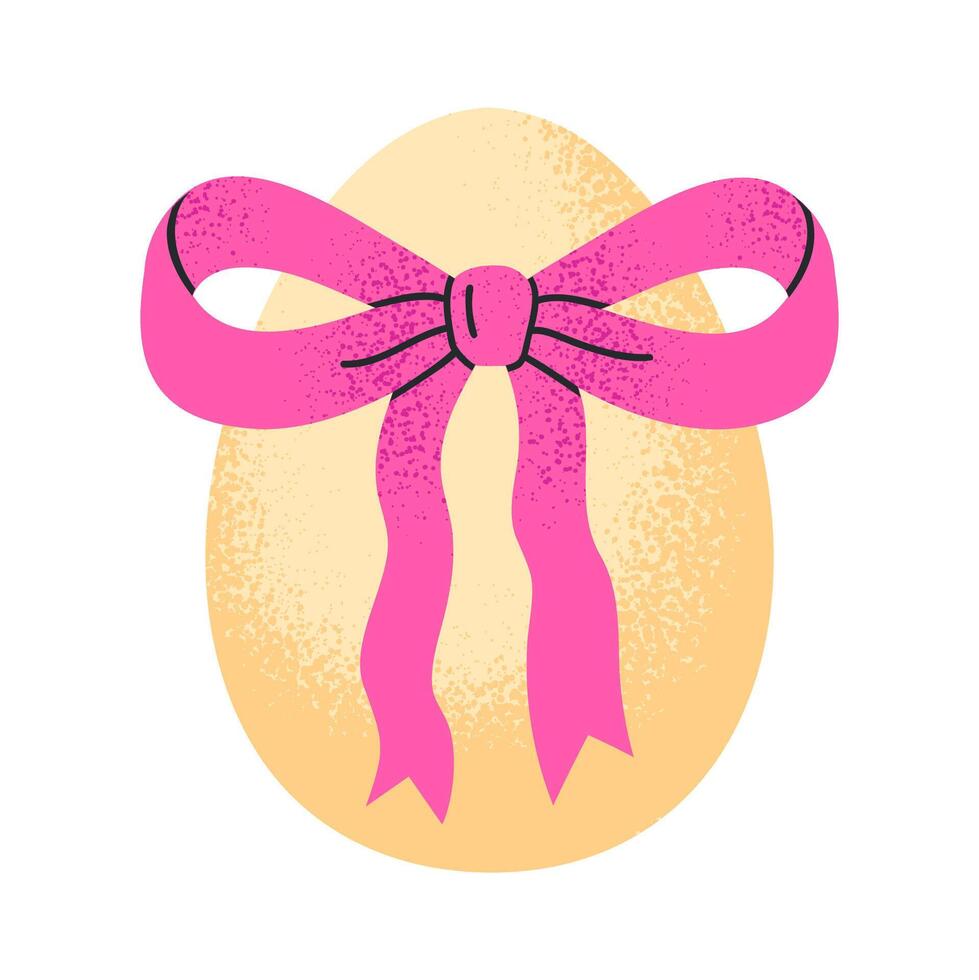pintado huevos con arco. Pascua de Resurrección huevo atado con cinta, tradicional primavera Pascua de Resurrección tratar plano ilustración. linda Días festivos decorativo huevo vector