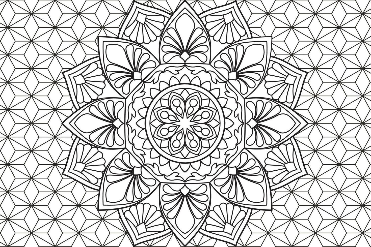 Mandala Coloring page for kids and adults Page for relaxation and meditation. Circular pattern. Decorative ornament ethnic oriental style. line art drawing coloring page. illustration vector