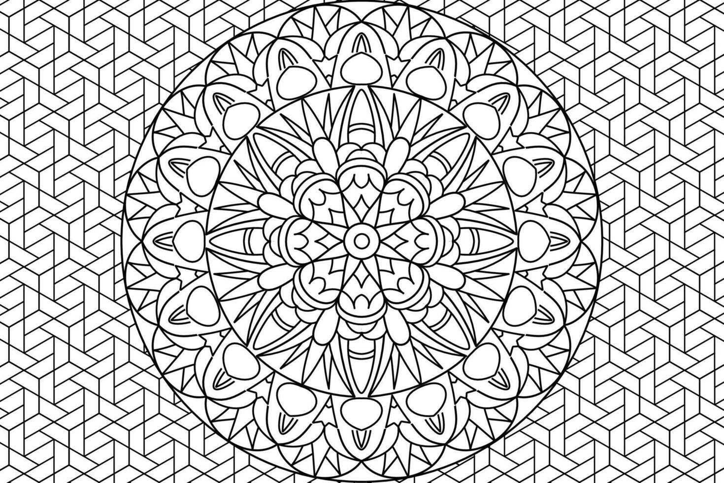 Mandala Coloring page for kids and adults Page for relaxation and meditation. Circular pattern. Decorative ornament ethnic oriental style. line art drawing coloring page. illustration vector