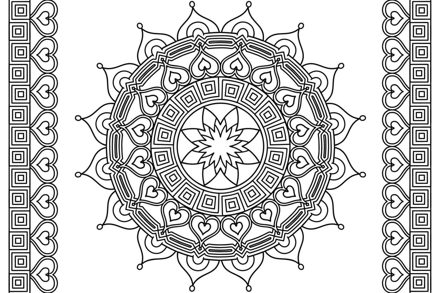 Mandala Coloring page for kids and adults Page for relaxation and meditation. Circular pattern. Decorative ornament ethnic oriental style. line art drawing coloring page. illustration vector
