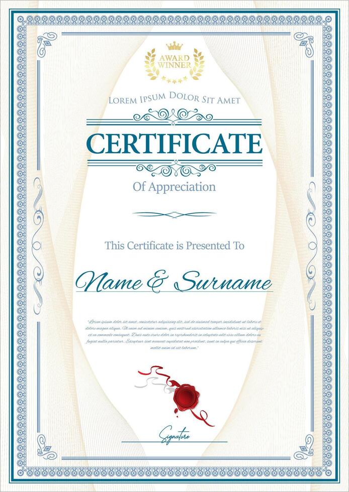 Certificate with golden seal illustration vector