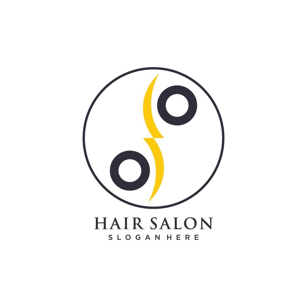 Hair salon logo with creative element design vector