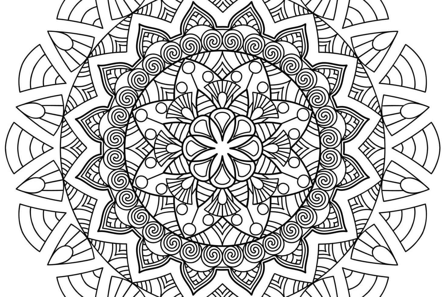 Mandala Coloring page for kids and adults Page for relaxation and meditation. Circular pattern. Decorative ornament ethnic oriental style. line art drawing coloring page. illustration vector