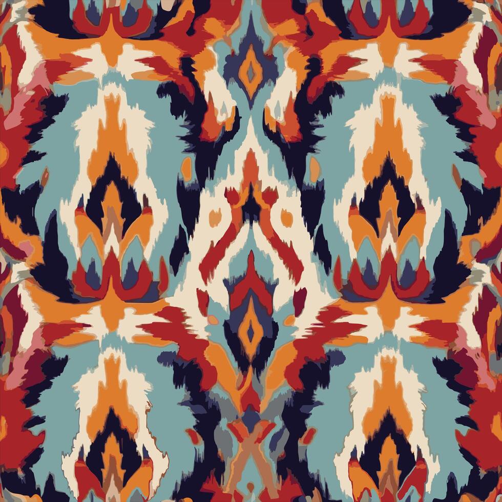 seamless Ikat Ogee ethnic pattern vector