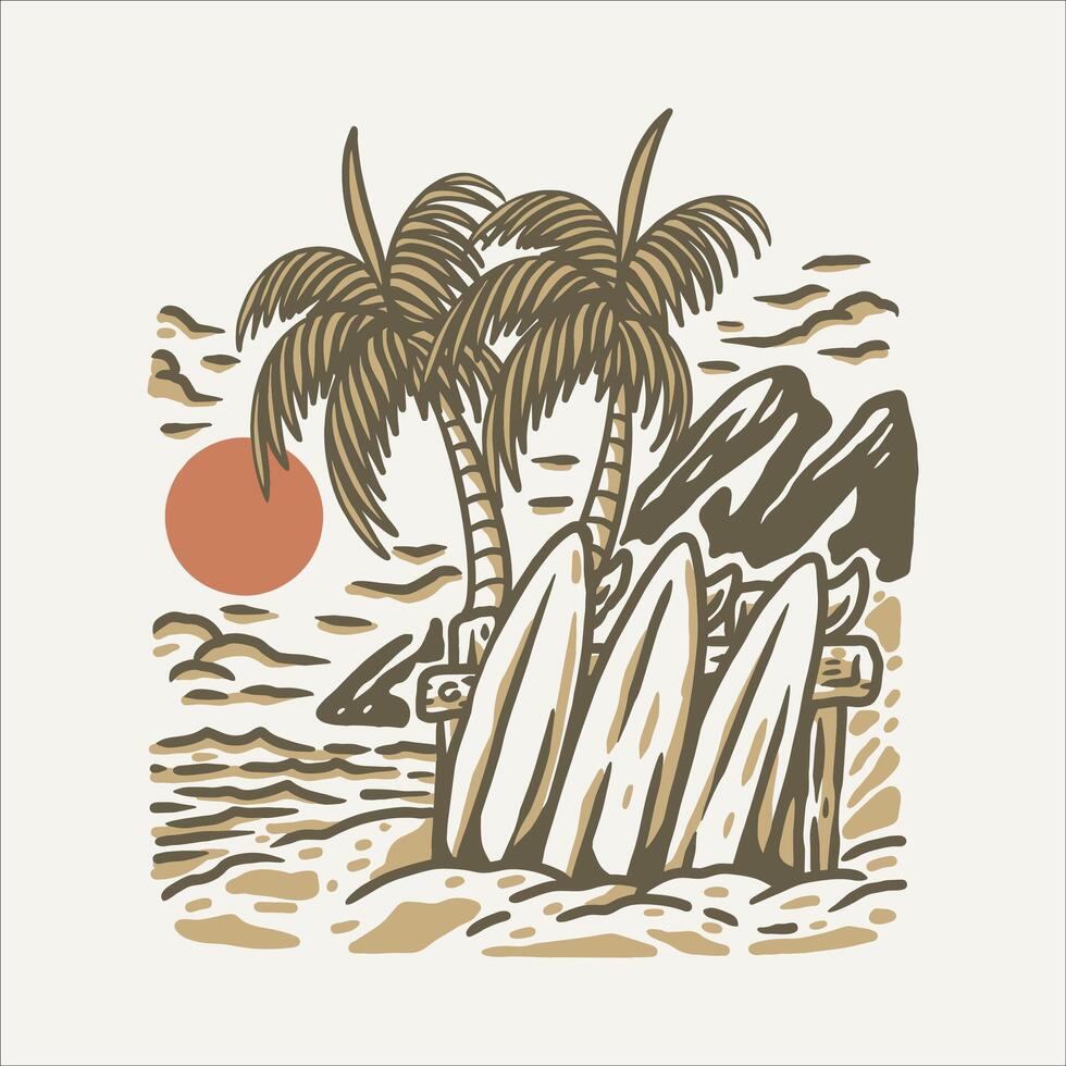 summer beach illustration design vector
