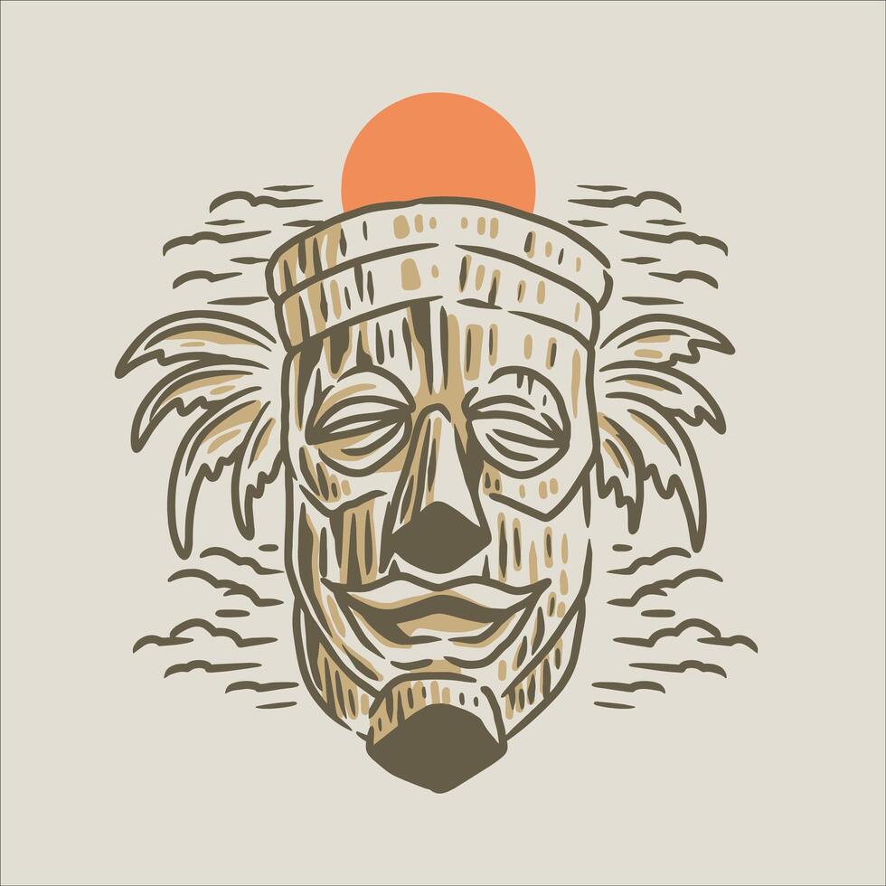 smiling tiki illustration design vector