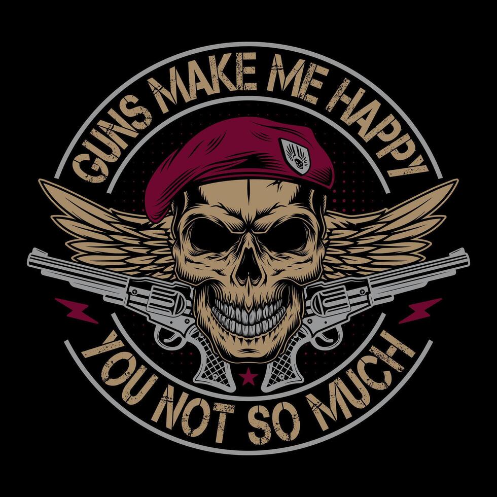 pistolas hacer yo contento usted no entonces mucho - cráneo con pistola camiseta diseño , póster vector