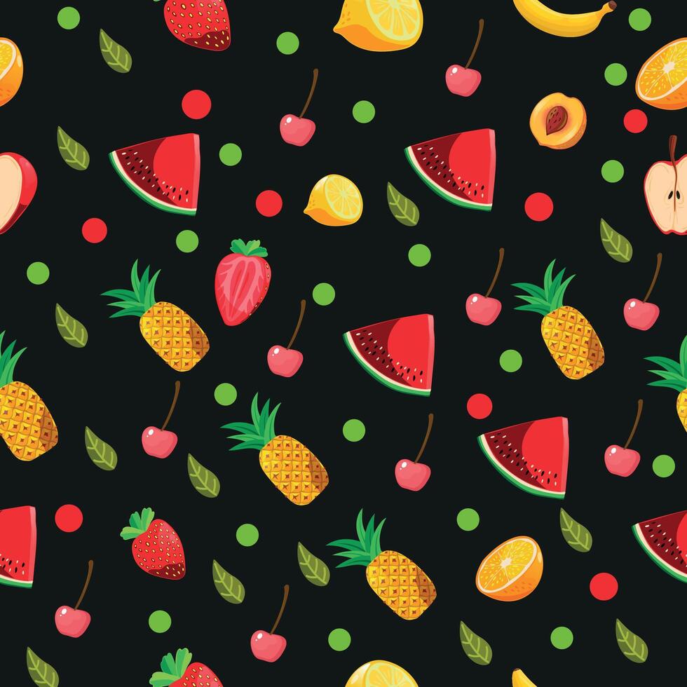Seamless fruit pattern vector
