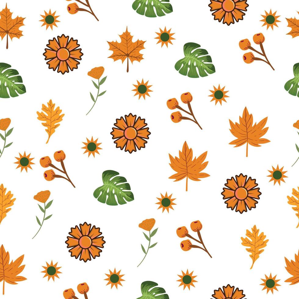 Creative leaves and floral pattern vector