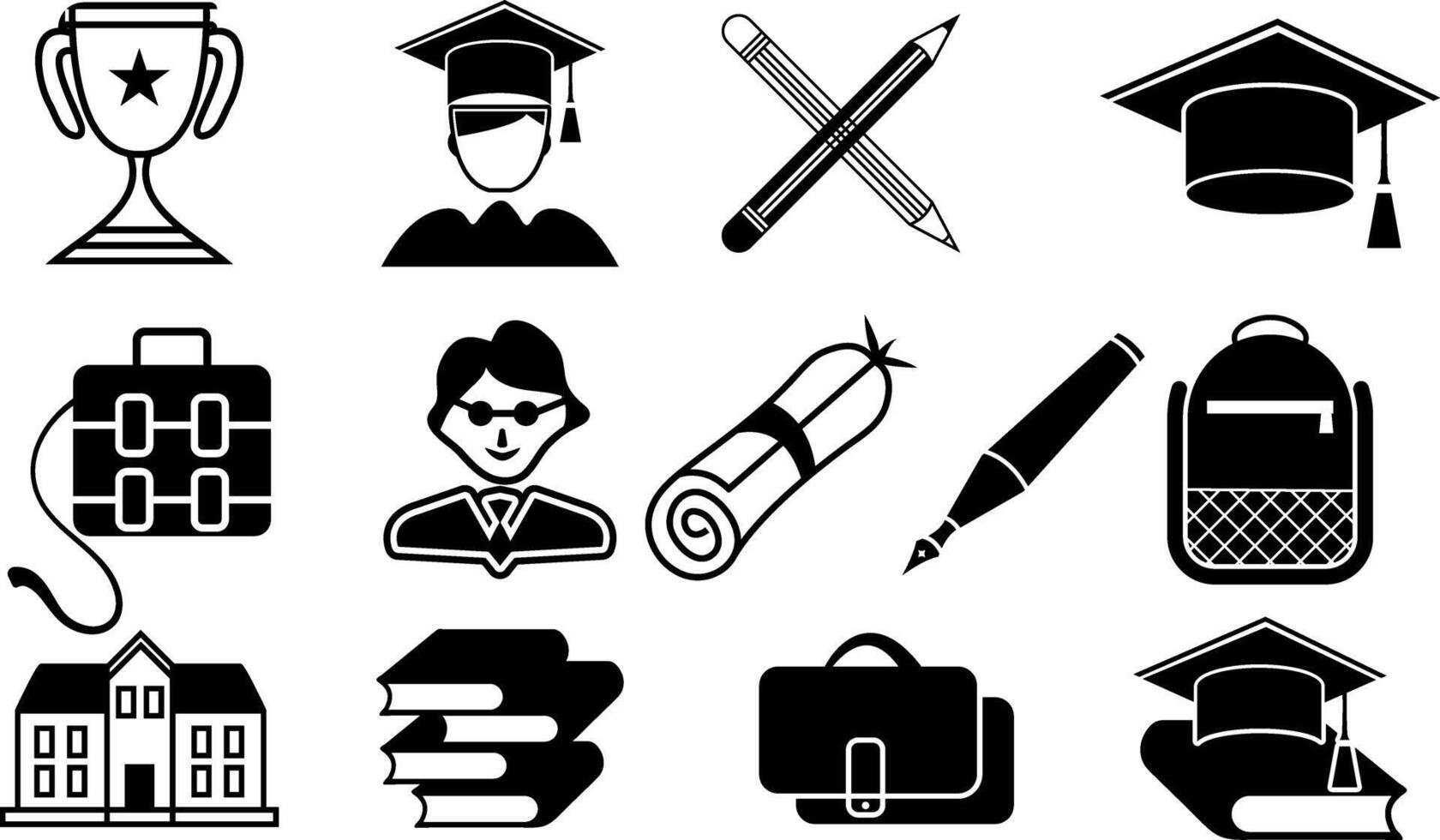 Graduation realistic Education set of web icons illustration vector