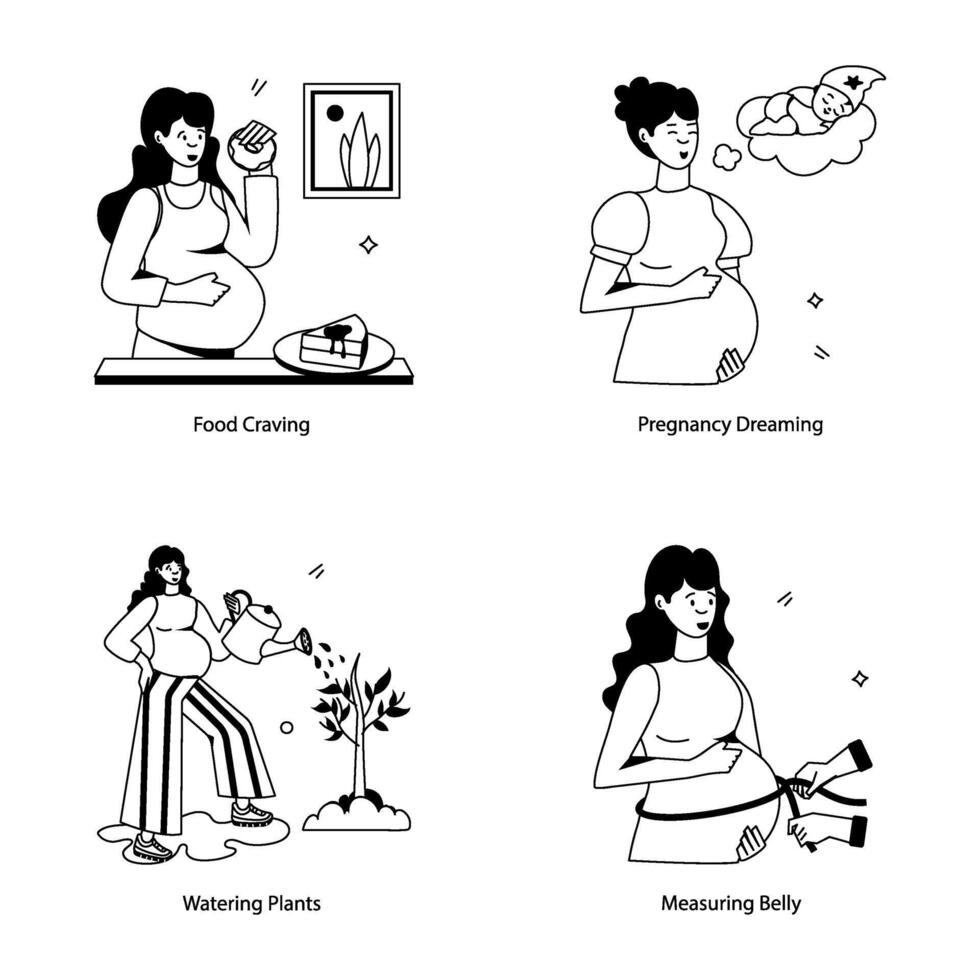 Latest Set of Maternity Flat Icons vector