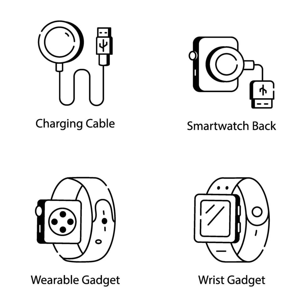 Bundle of Smartwatch Accessories Linear Style vector