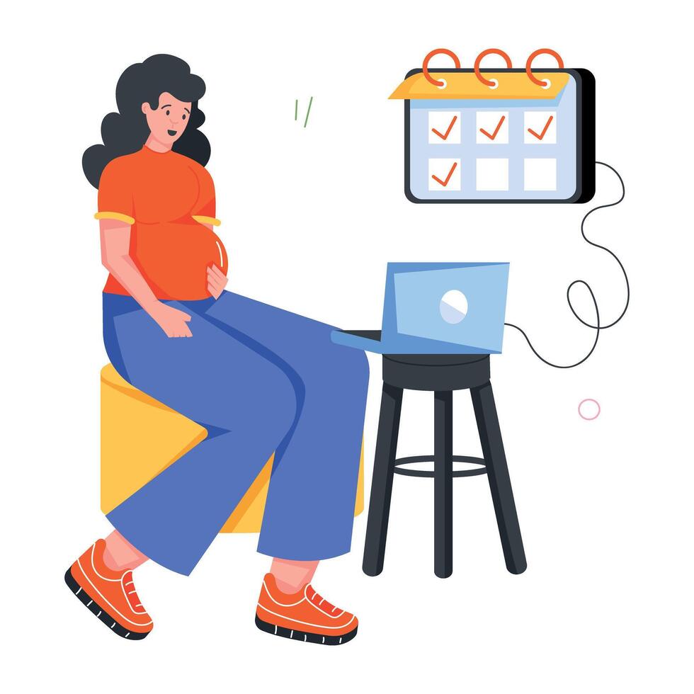 Pregnancy Activities Flat Icons vector