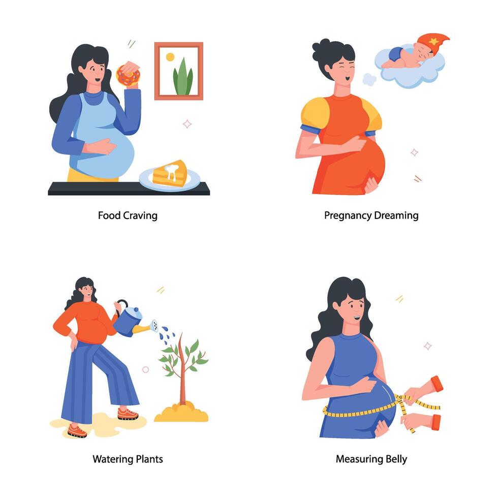 Latest Set of Maternity Flat Icons vector