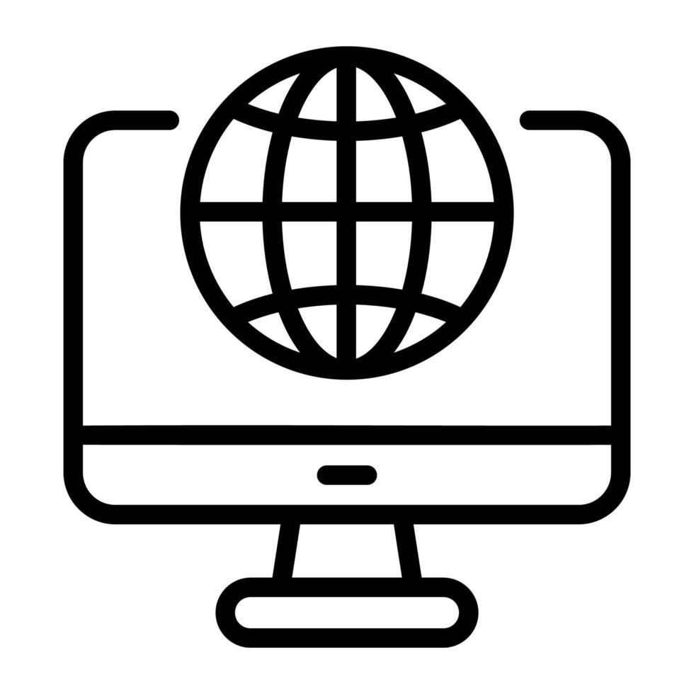 Single icon online learning with line style vector