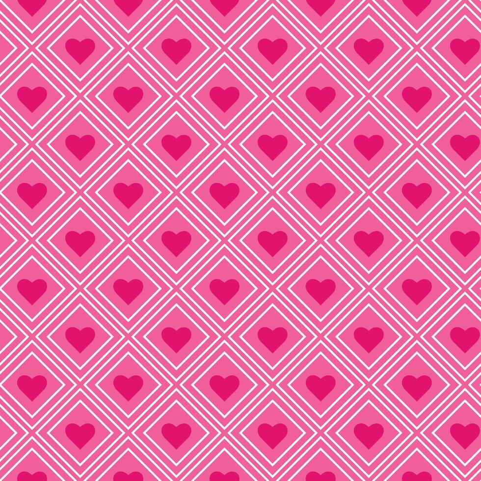 Pink heart checkered pattern seamless vector