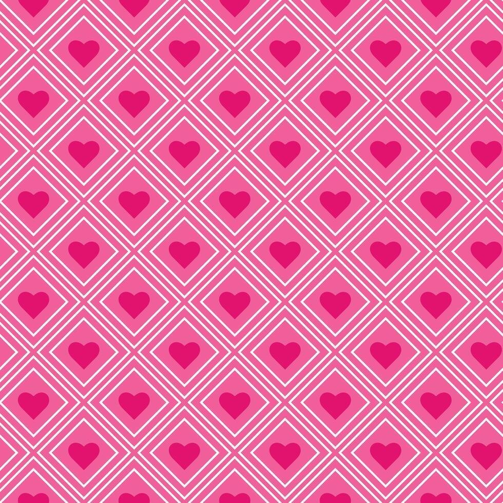 Pink heart checkered pattern seamless vector