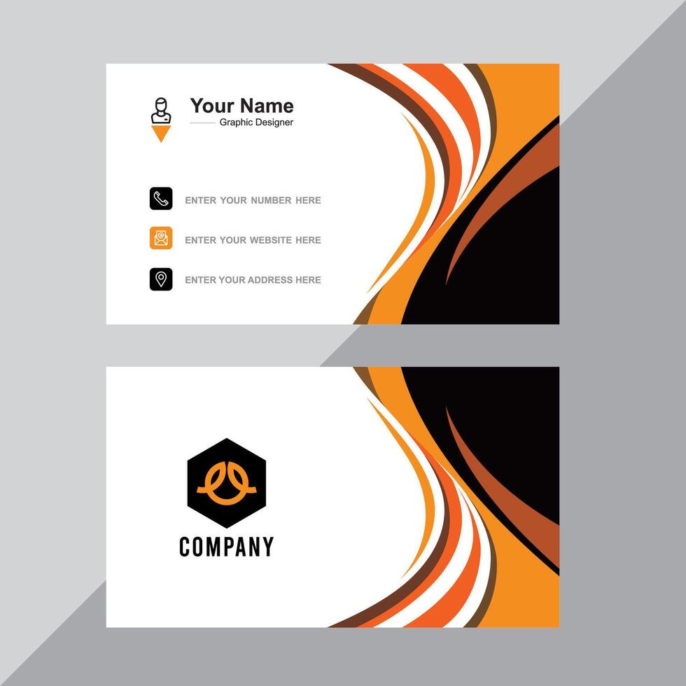 Modern professional business card design Orange and Black vector