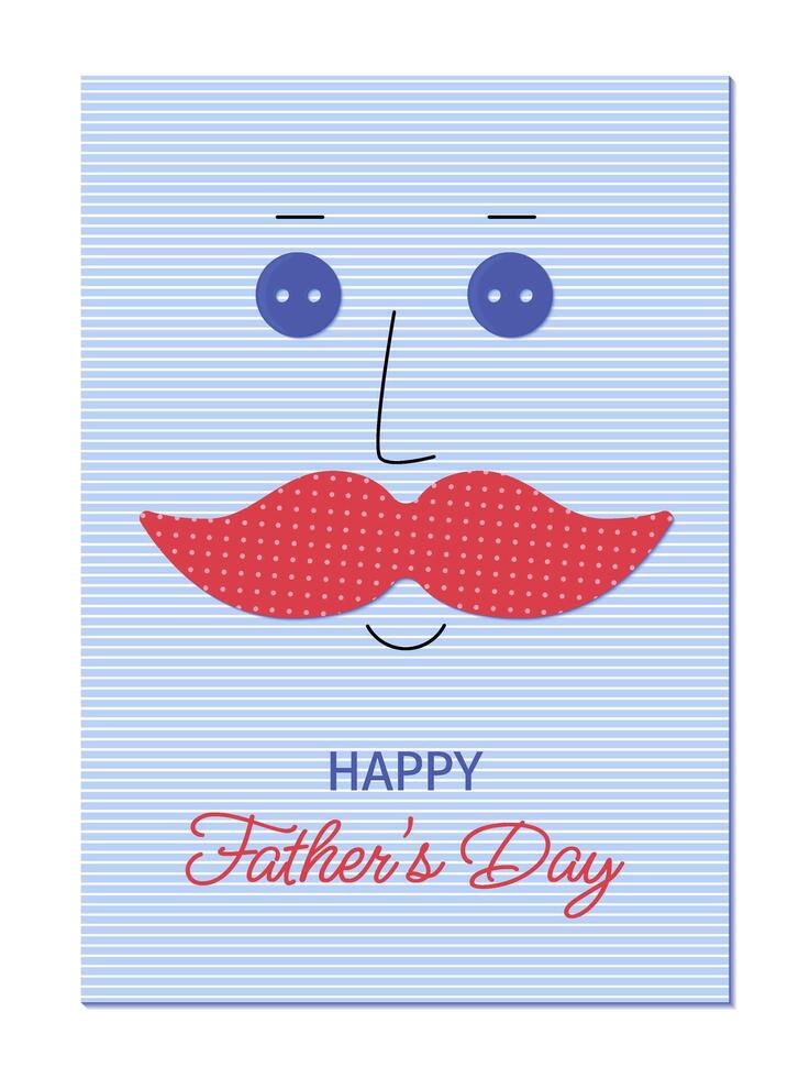 del padre día saludo tarjeta en para niños apliques estilo con cara y Bigote. vector