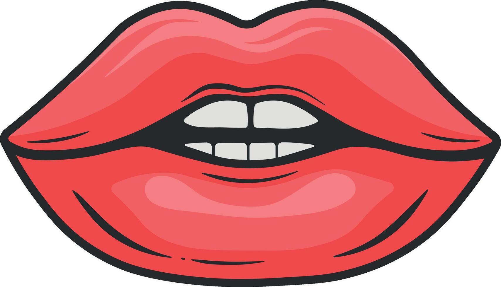 lips with red lipstick without background vector