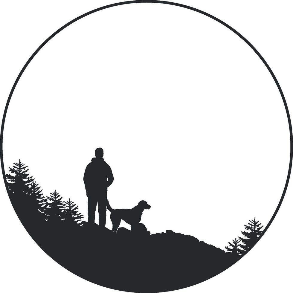 black silhouette of a man with a dog vector