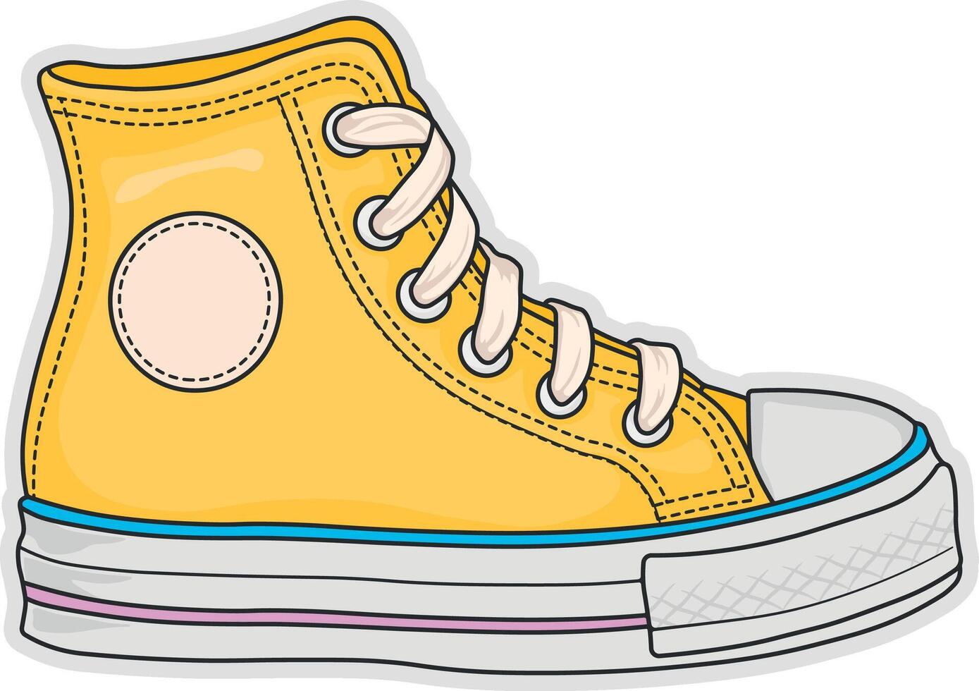 yellow sneaker sticker without background vector