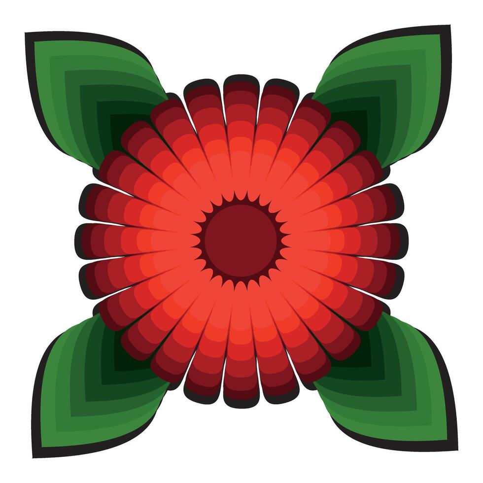 a red flower with green and red colors on it. vector