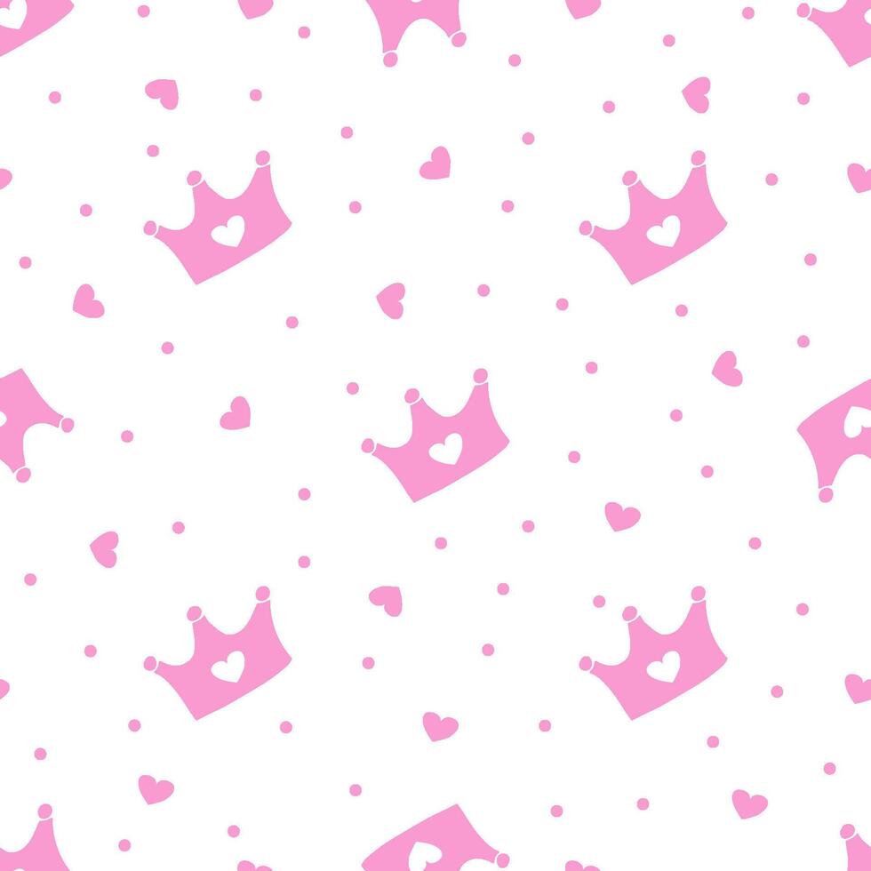 Pattern with crowns for a little prince or princess. Seamless pattern for background, birthday, party vector