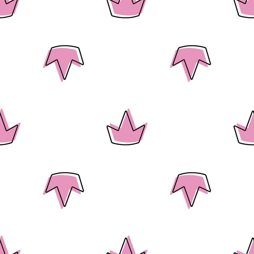 Seamless pattern for princesses. Lovely pink crown for little princess, baby doodle design vector
