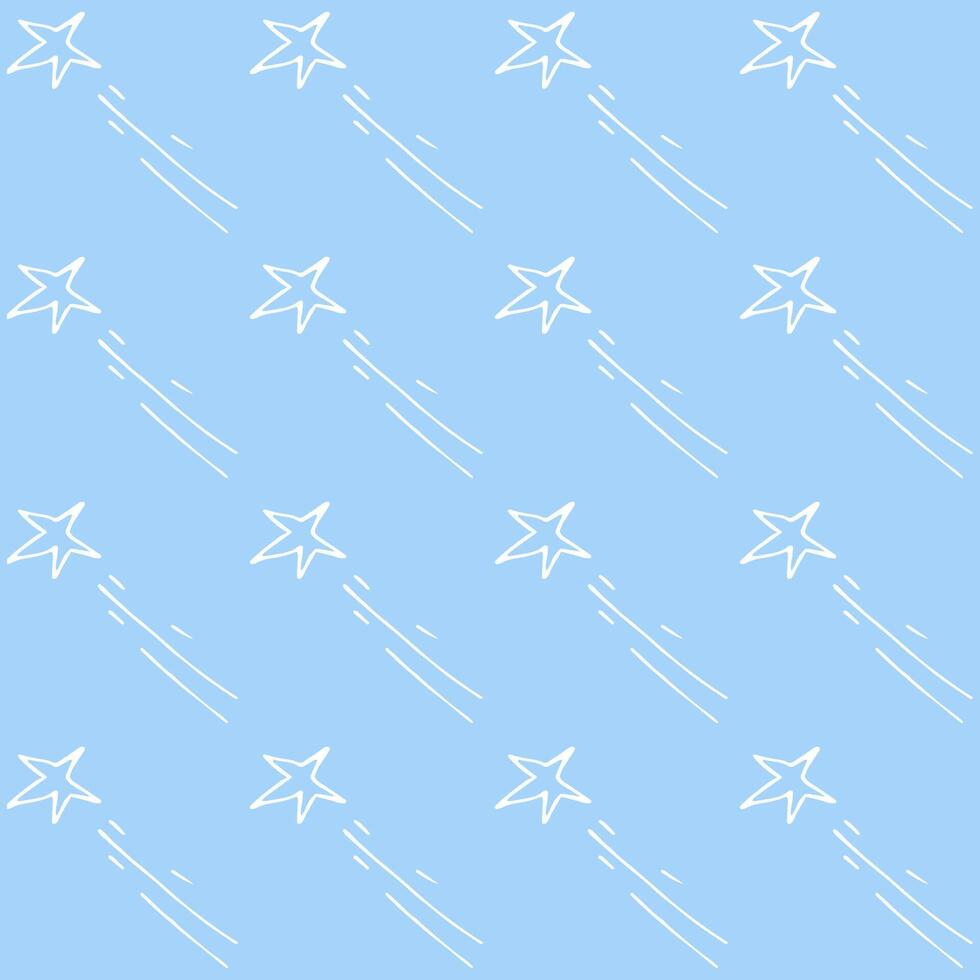 volador estrella. un lindo, minimalista conjunto de pared Arte para el para niños habitación. sin costura modelo recopilación. para niños diseño por garabatear. vector