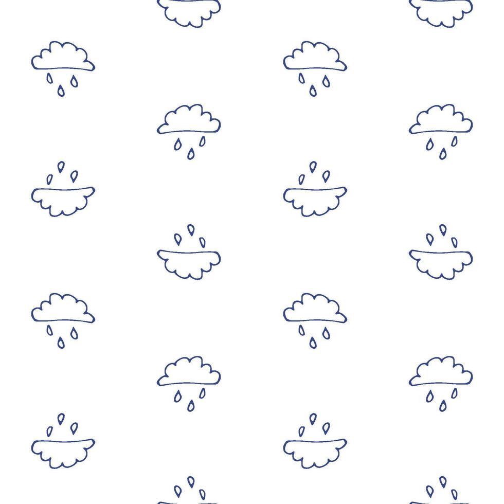 un nube con lluvia dibujado por mano. un lindo, minimalista conjunto de pared Arte para el para niños habitación. sin costura modelo recopilación. para niños diseño por garabatear. vector