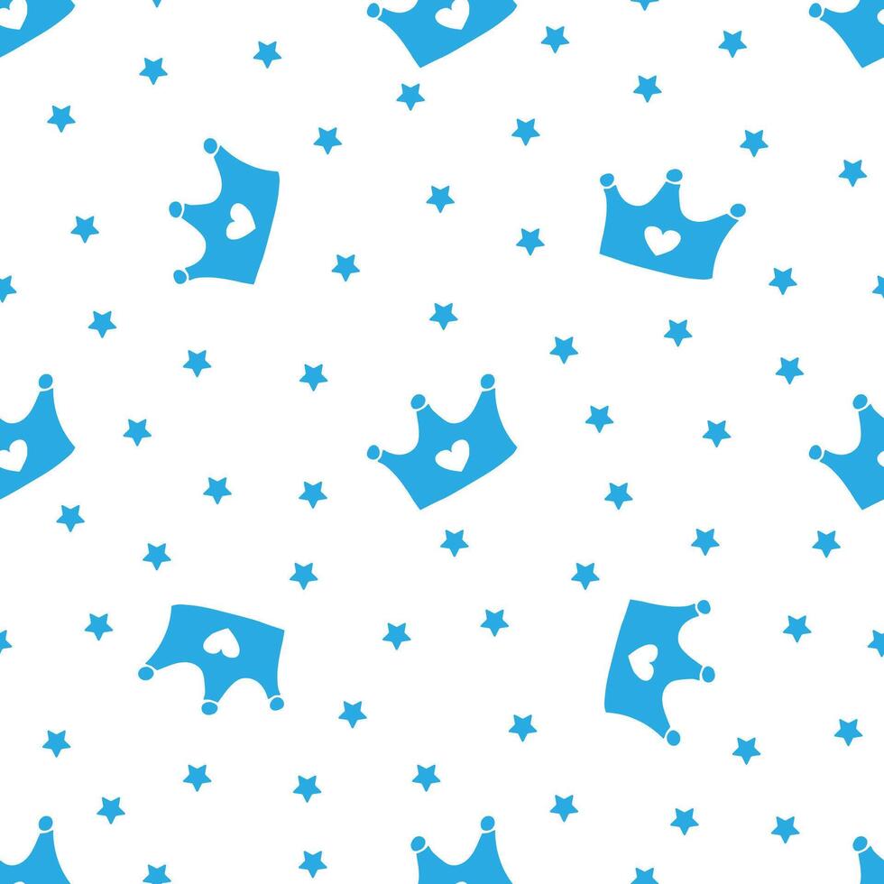 Pattern with crowns for a little prince or princess. Seamless pattern for background, birthday, party vector