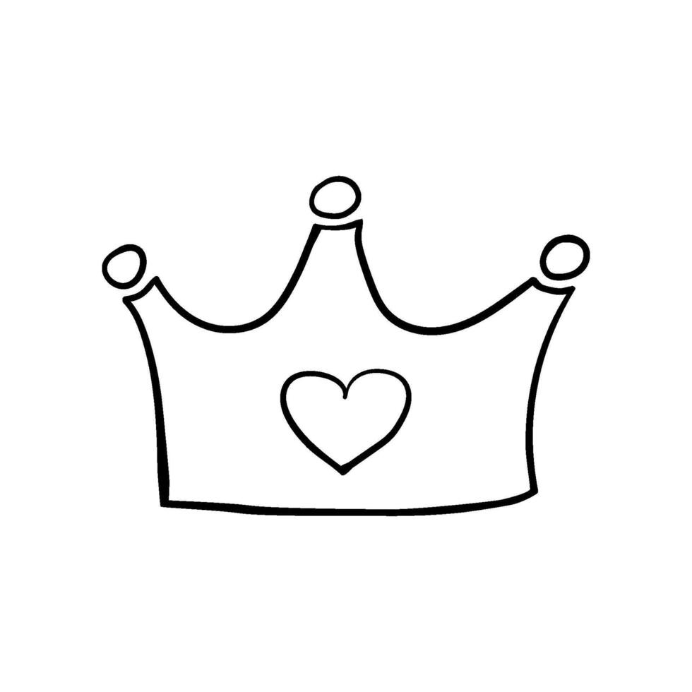 The crown. Sketch. Attribute of a royal person. illustration. Doodle style. Outline on isolated background. Coloring book for children. vector