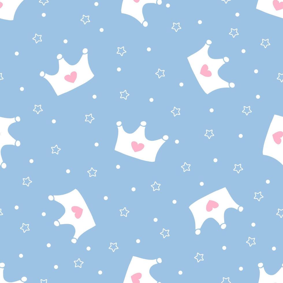 Pattern with crowns for a little prince or princess. Seamless pattern for background, birthday, party vector