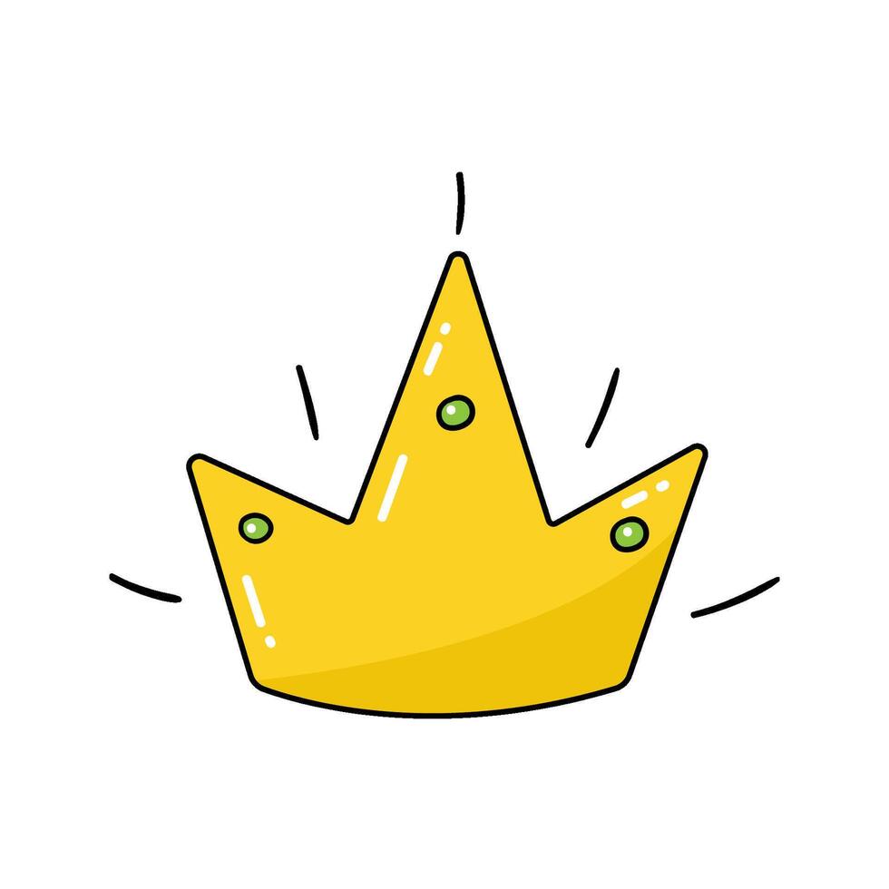 Hand-drawn princess crown. cartoon gold crown in doodle style vector