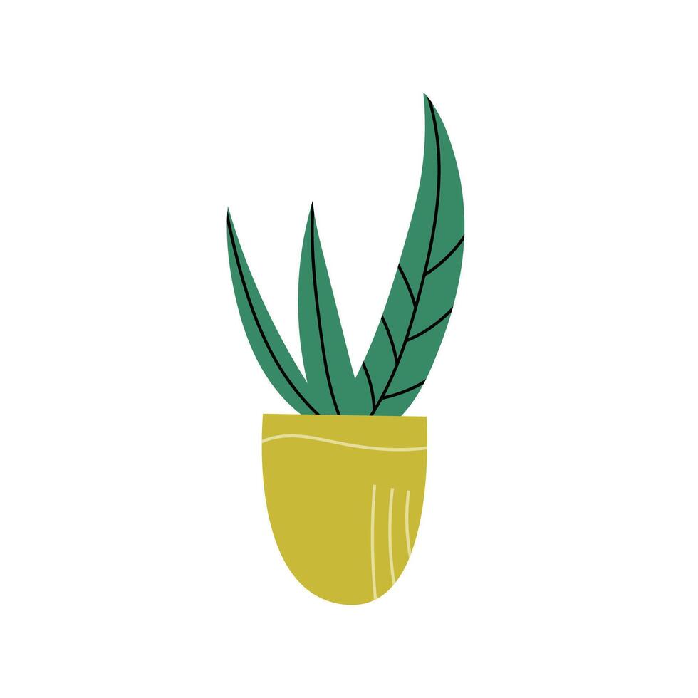 Minimal illustration with house plant vector