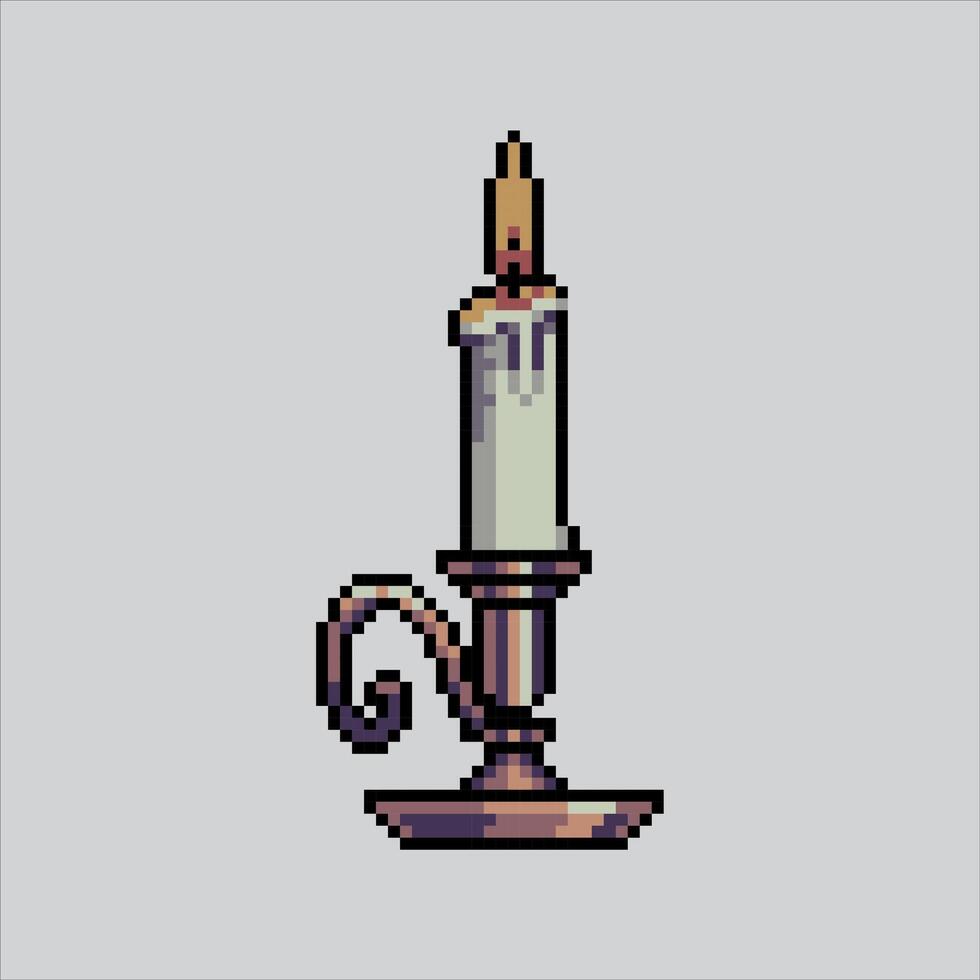 Pixel art illustration Candle. Pixelated Classic Candle. Classic Medieval Candle pixelated for the pixel art game and icon for website and game. old school retro. vector