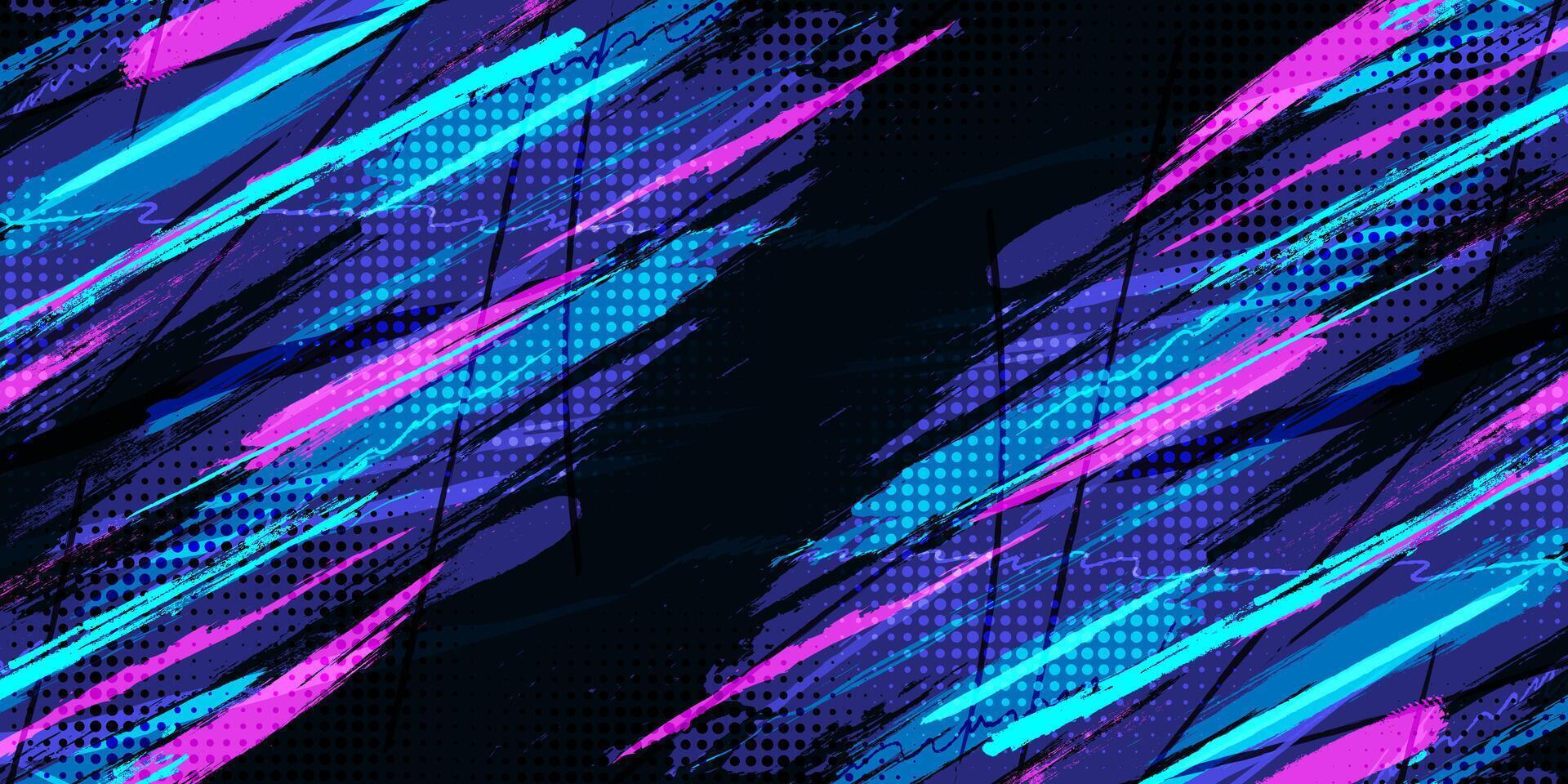Abstract and Colorful Brush Background with Halftone Effect. Brush Stroke Illustration for Banner, Poster, or Sports Background. Scratch and Texture Elements For Design vector