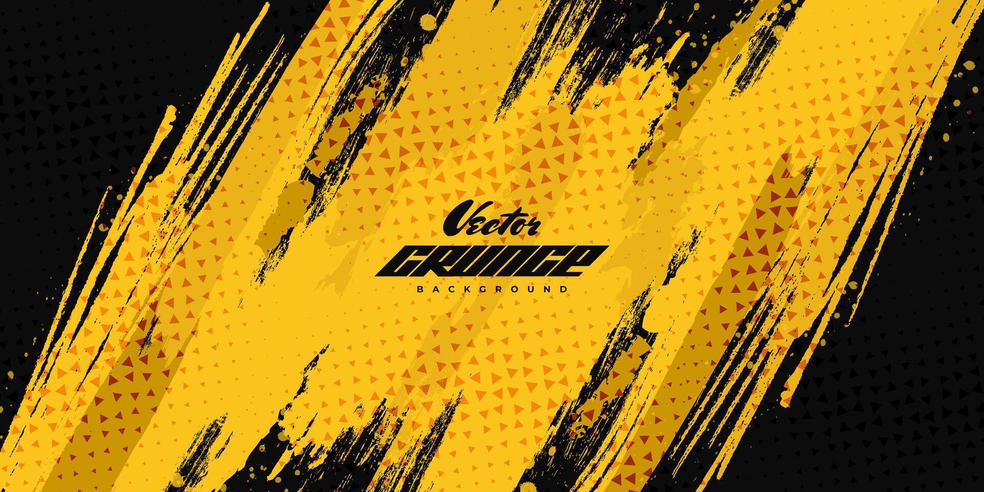 Abstract Black and Yellow Dirty Grunge Background with Halftone Effect. Sports Background with Brush Stroke Illustration vector