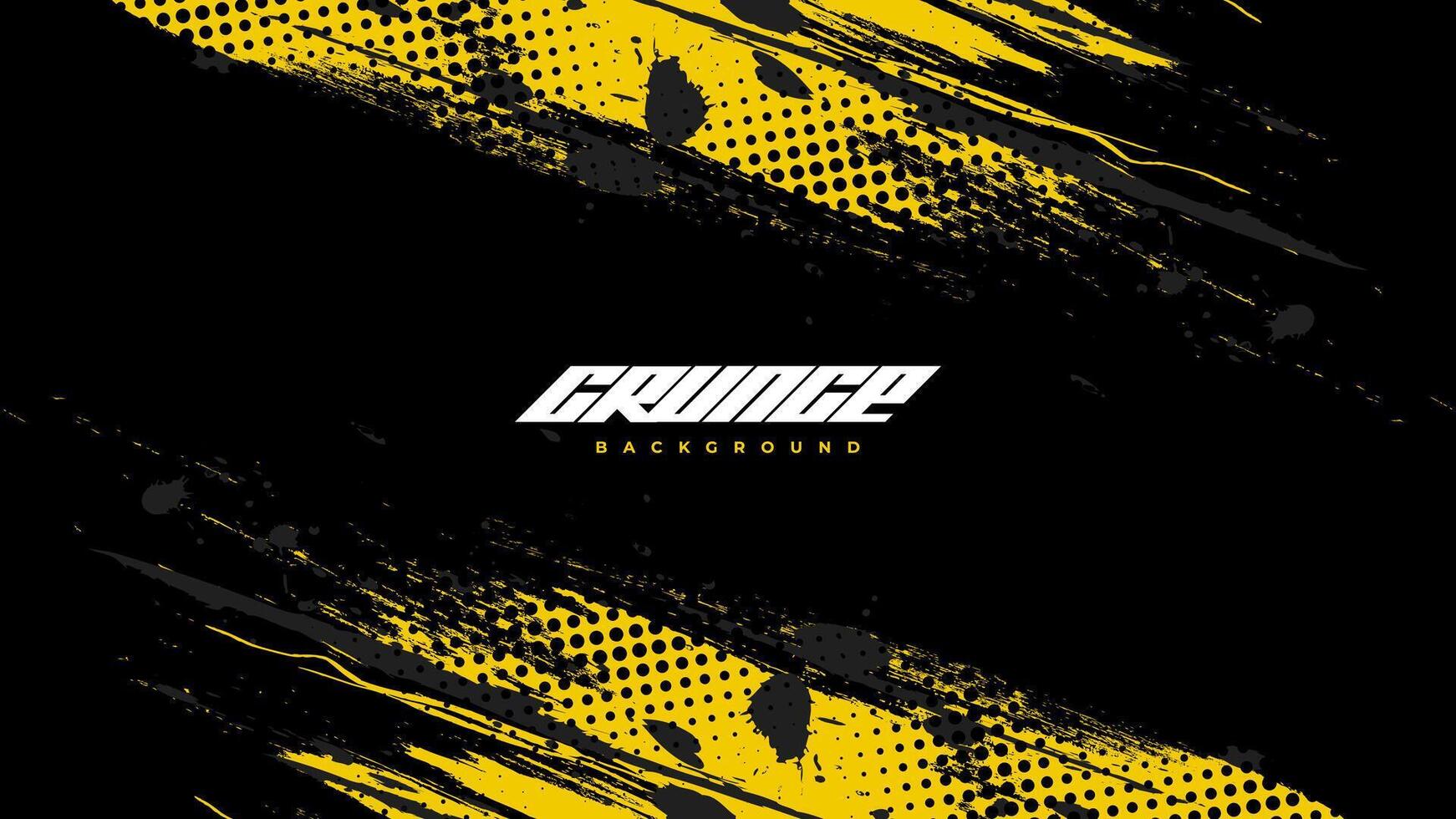 Abstract Black and Yellow Dirty Grunge Background with Halftone Effect. Sports Background with Brush Stroke Illustration vector