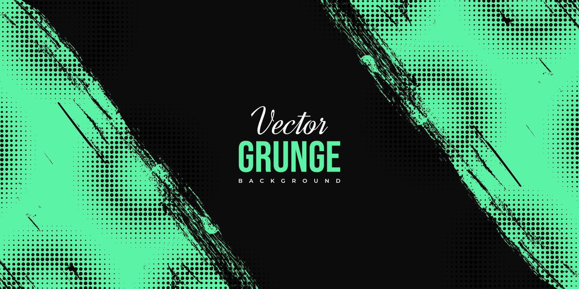 Abstract Black and Green Dirty Grunge Background with Halftone Effect. Sports Background with Brush Stroke Illustration vector